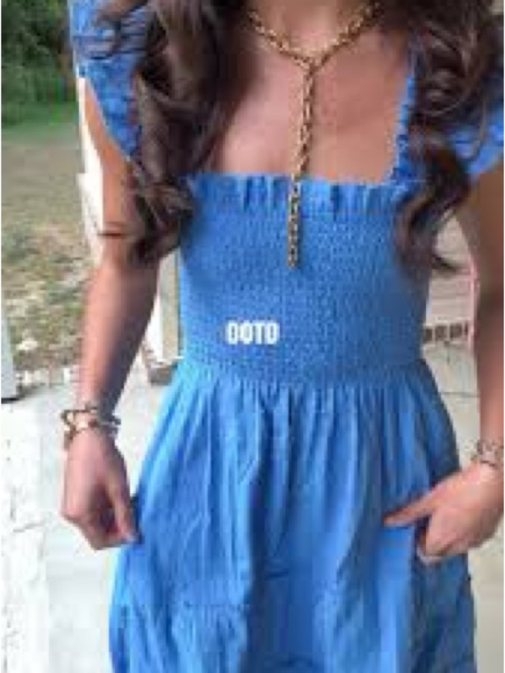 Hill House Blue Smocked Midi Dress S